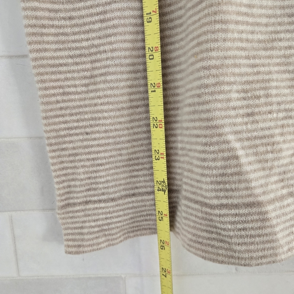 Bogner 100% Cashmere Wool Knit Short-Sleeve Striped Sweater Top Beige Cream Tan - Picture 8 of 10